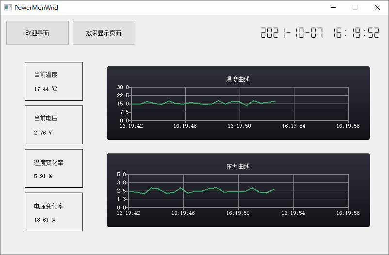 温度、电压数据模拟实时采集与显示